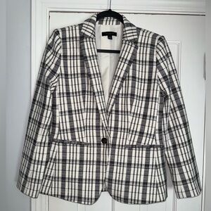 NWOT ANN TAYLOR The Hutton Blazer In Plaid Black & White Size 6P